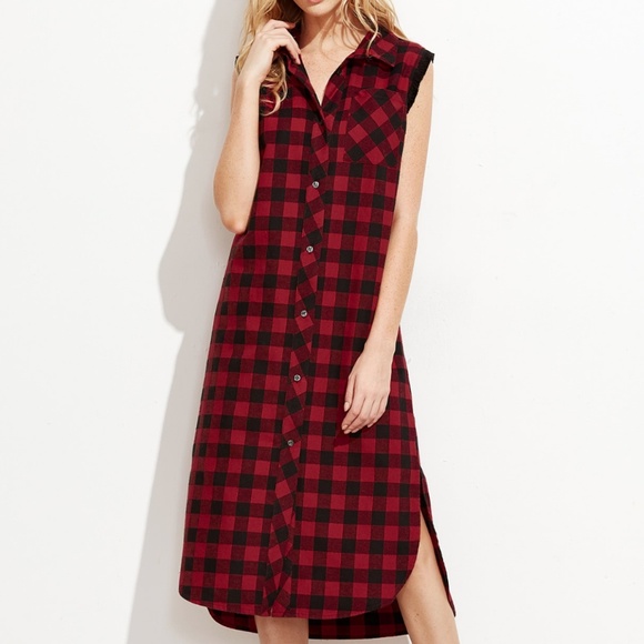 🍭🍭*FINAL MARKDOWN* Sleeveless Flannel Midi dress - Picture 3 of 8